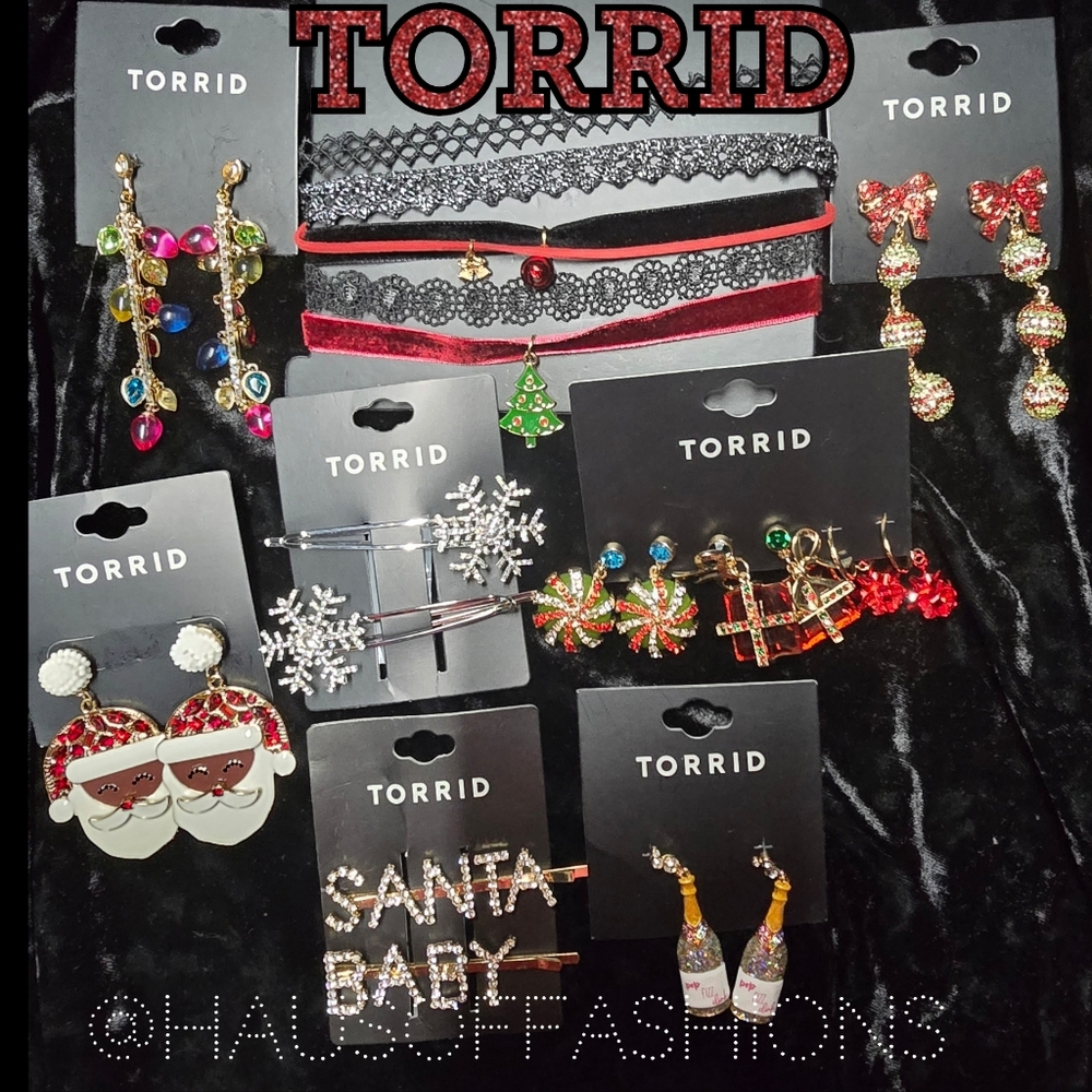 TORRID 8 Piece Christmas Holiday Necklace, Earrings Hair Pins Lot! NWT